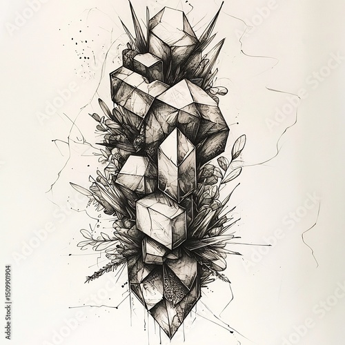 Australian graphic designer doing sketching surreal geometry