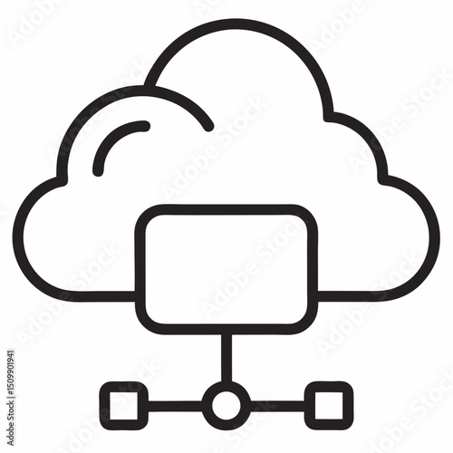 Cloud computing outline icon on white background