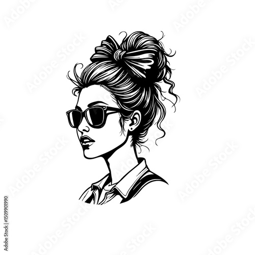 black girl with sunglasses vector file, women head in sunglass, women head in sunglass silhouette vector, women head vector illustration
