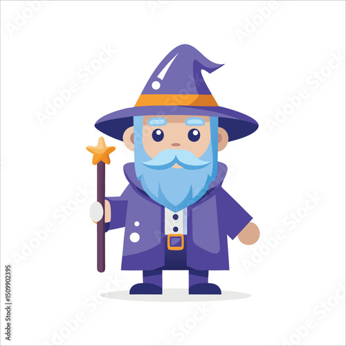 hand drawn cartoon character magic wand logo vector illustration isolated on white background