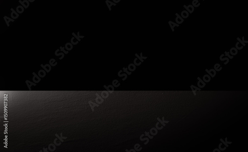 Dark background for studio rendering and soft light. Rough floor and luxury black backdrop and less neon light.