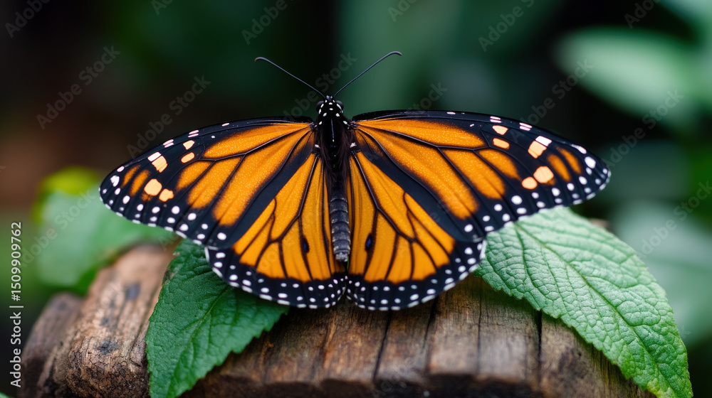 Obraz premium A butterfly emerging from its chrysalis, unfolding its wings for the first time