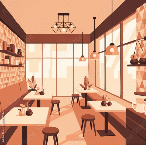 Stylish Cafe Interior with Minimalist Design