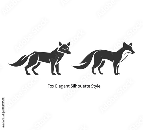 Fox Silhouette Style Illustration Animal Nature Wildlife Design Element Vector.