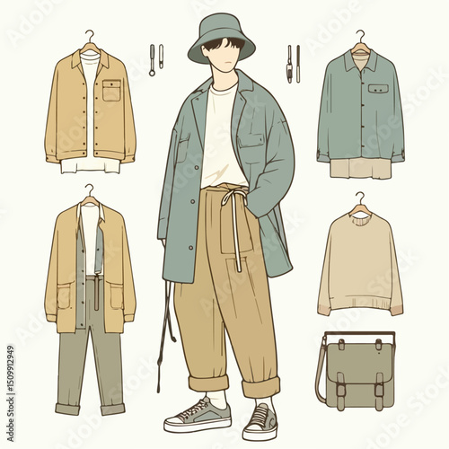 illustration of a man with Korean fashion style