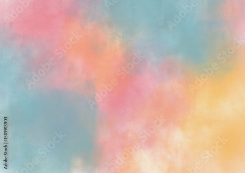 Abstract colorful watercolor texture, a vibrant blend of orange, yellow, and red creating a fiery, smoke-like backdrop with a vintage artistic feel