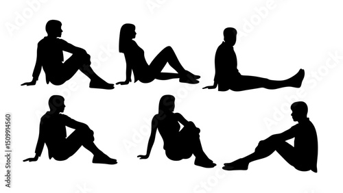 set of a group of business people sitting in various poses