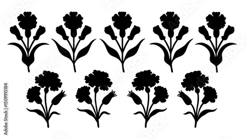Carnation set silhouette vector bundle