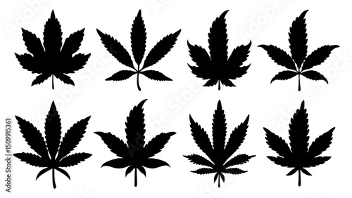 set of marijuana silhouette