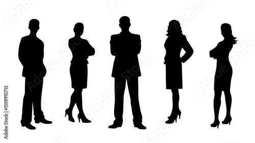 set of a group of standing business people