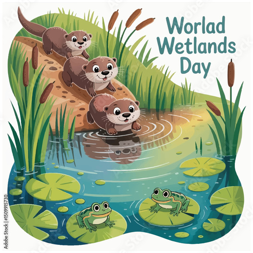 World Wetlands Day cartoon poster image flyer 27.eps