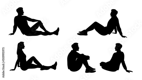 set of a group of business people sitting in various poses