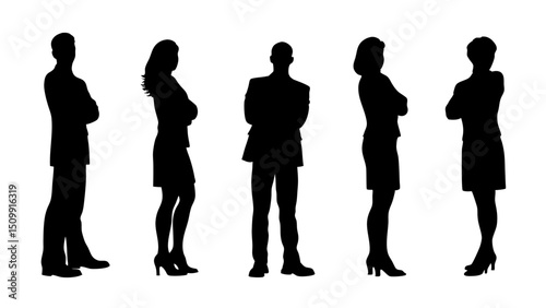 set of a group of standing business people