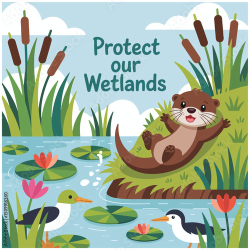 World Wetlands Day cartoon poster image flyer 24.eps