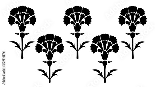 Carnation set silhouette vector bundle