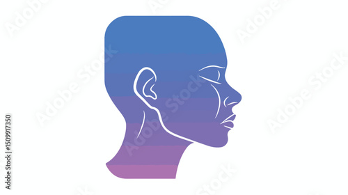 Human Head ENT System: Line Icon for Medical, Healthcare, and Anatomy Illustrations. Perfect for    