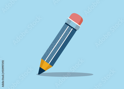 A sharpened pencil ready to write stories of creation ready to take notes a tool of learning in flat simple
