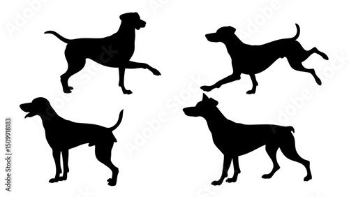 set of dog different pose silhouette vector