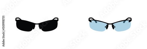 Illustration of sunglasses type in various style black, color, and outline
