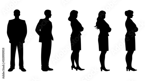 set of a group of standing business people