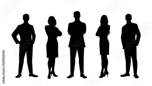 set of a group of standing business people