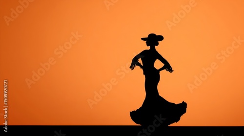 Silhouette of a Flamenco Dancer at Sunset