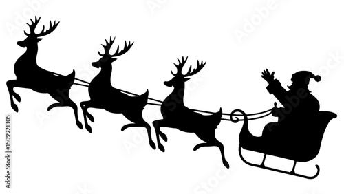 Santa with reindeer silhouette