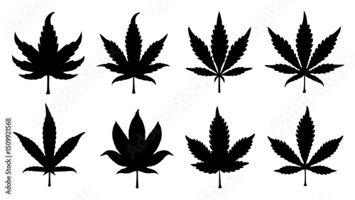 set of marijuana silhouette