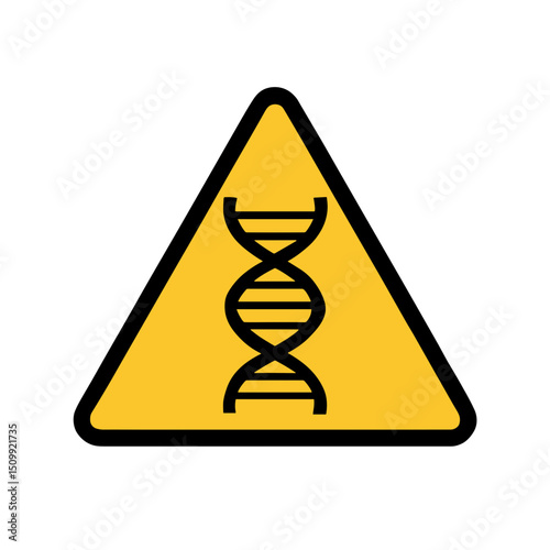 DNA warning triangle in yellow and black color