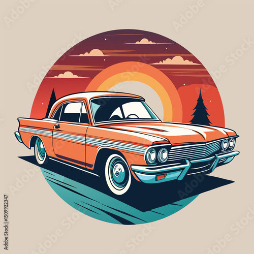 Classic retro automobile vector illustration of an old vintage car for transportation design