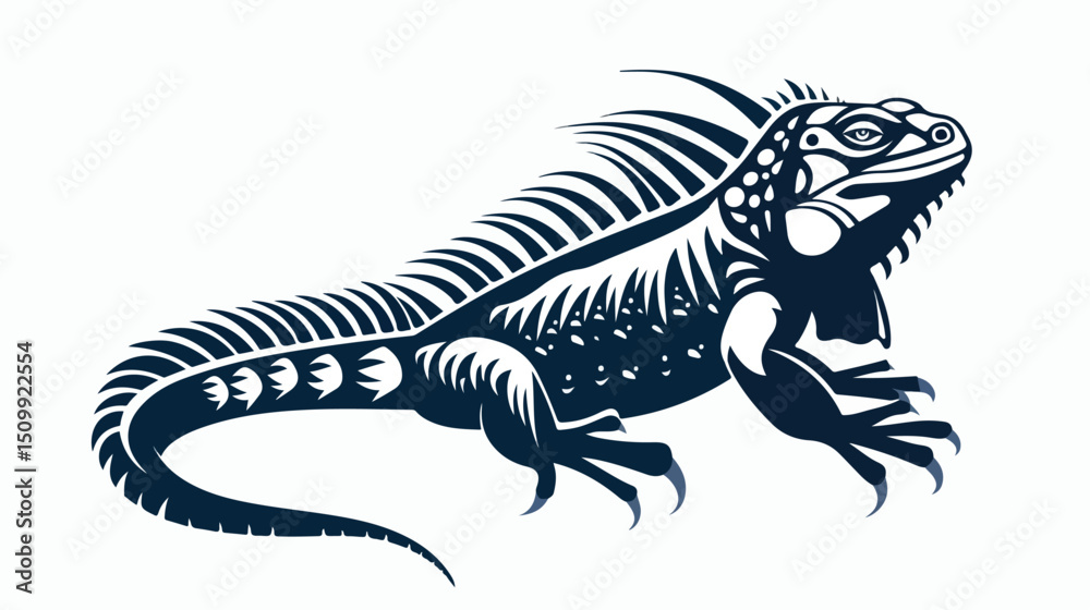 Fototapeta premium Sleek Iguana Silhouette: Flat Icon Design for Tropical Branding, Logos, and Websites. Perfect for 