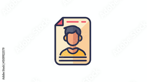 Simple ID Card Line Icon: Clean, Minimalist Design for Identity Verification and Access Control.    