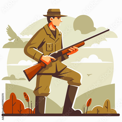 illustration of an animal hunter