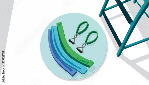 Compact resistance band home gym setup, fitness convenience