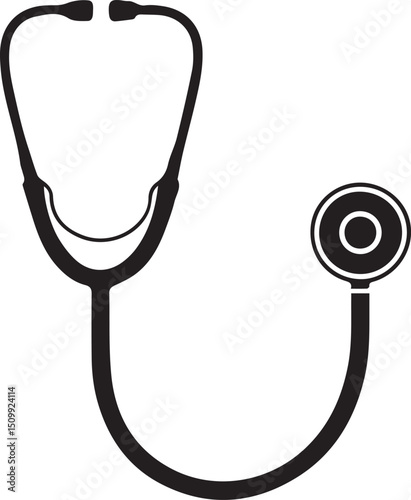 Medical stethoscope silhouette icon isolated on white background