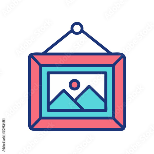 Photo Frame Wall Icon Illustration Vector