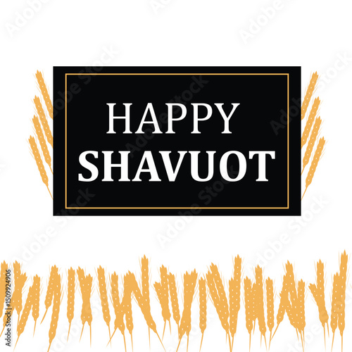  Happy Shavuot Card with Wheat and Black Banner