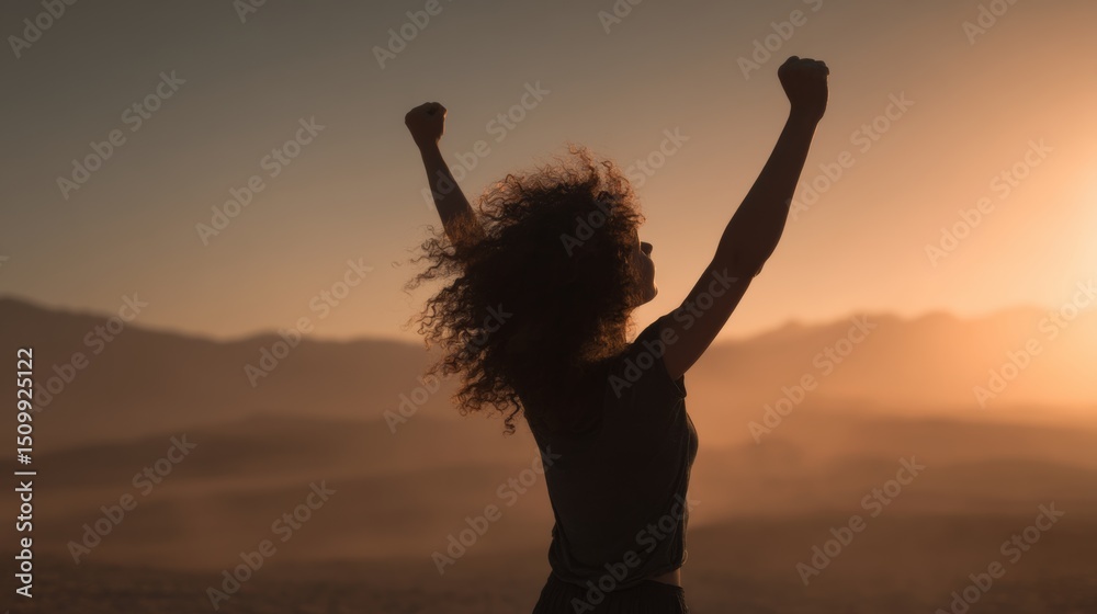 Fototapeta premium Strong woman, winning, success , and life goals concept.