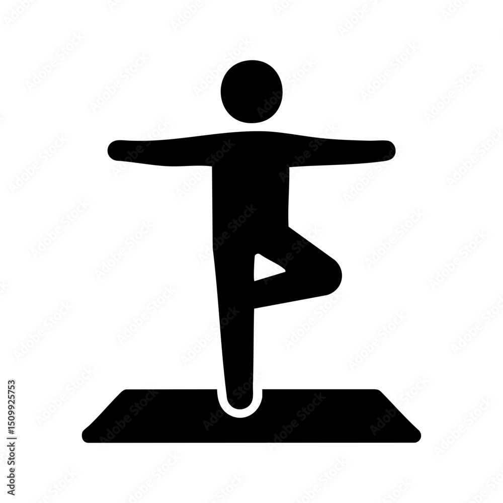 Yoga tree pose balance icon silhouette Yoga tree pose balance icon silhouette