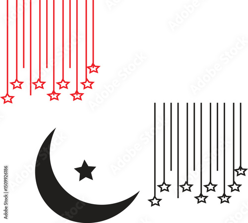 Islamic Moon and Star Icon Set – Muslim Symbols Vector Collection

