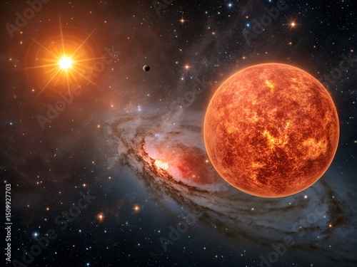 planet in space, abstract background with space, sun and space, abstract space background