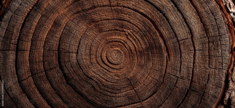 Naklejka premium A detailed close up of a tree stump showcasing the distinct rings of a tree