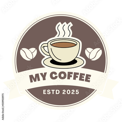 A vibrant vector logo design featuring a playful coffee cup with heart-shaped steam, ideal for a cozy coffee shop that promotes warmth and community.