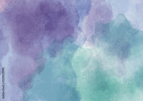 Abstract hand-painted blue watercolor background with a sky-like, cloudy texture and a vintage, ethereal fog effect