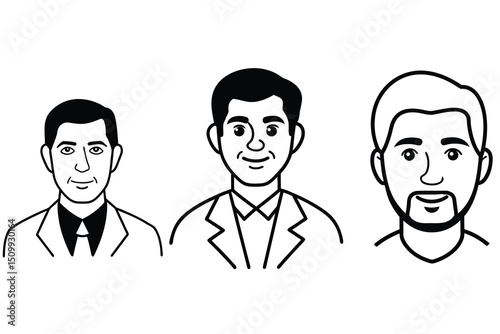 A business man And Doctor And Normal people set silhouette vector with white background 