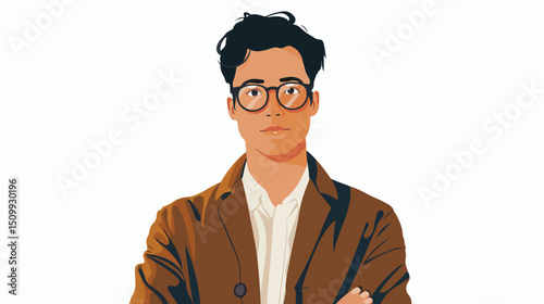 Confident Businessman in Glasses: Success, Ambition, Leadership, Corporate, Professional tie job male