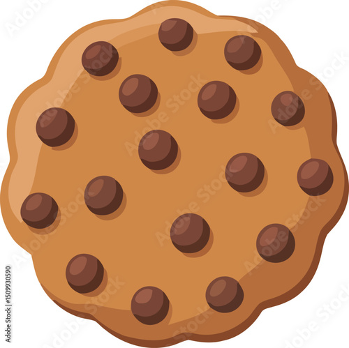 Delicious Chocolate Chip Cookie Illustration: Sweet Treat, Baked Delight, Vector Graphic.