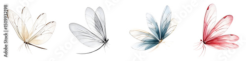 Delicate, colorful butterfly illustrations featuring intricate line art and vibrant hues, ideal for nature-themed designs, spring décor, and artistic projects