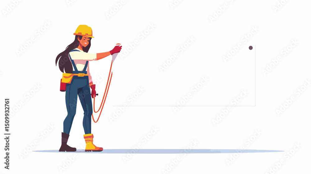 Obraz premium Confident Female Engineer Holding Blank Banner, Ready for Your Message, Innovation and Success 