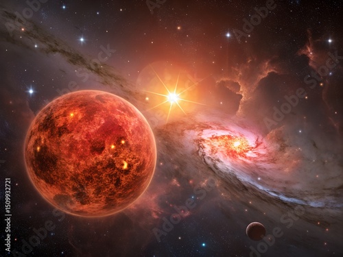 planet in space, abstract background with space, sun and space, abstract space background